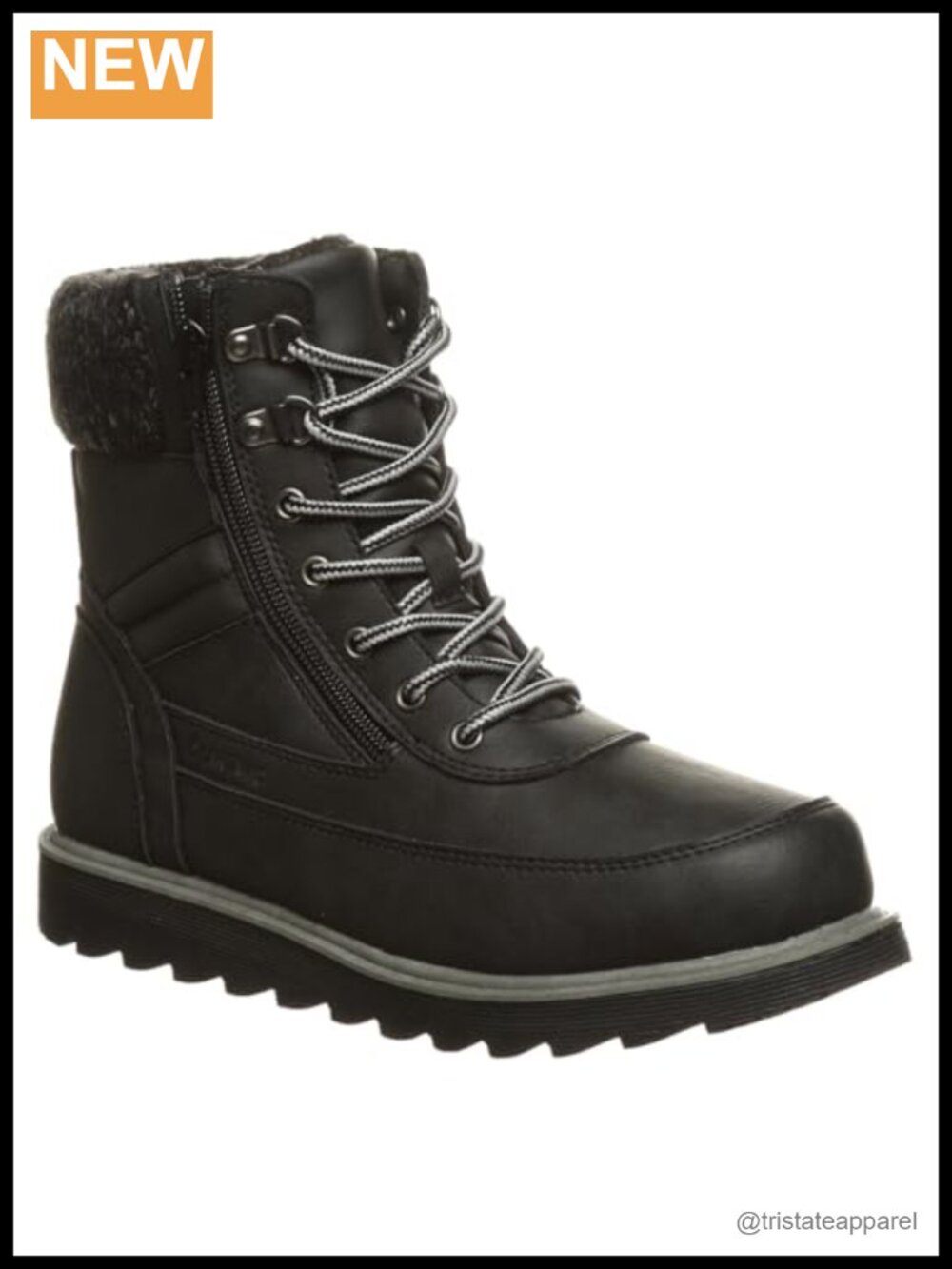 Faux Leather Square Toe Ankle Snow Boots with Wool Lining